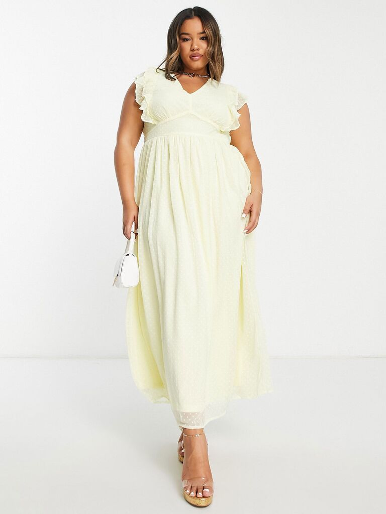 ASOS Curve cute bridesmaid dress under $100 in soft yellow