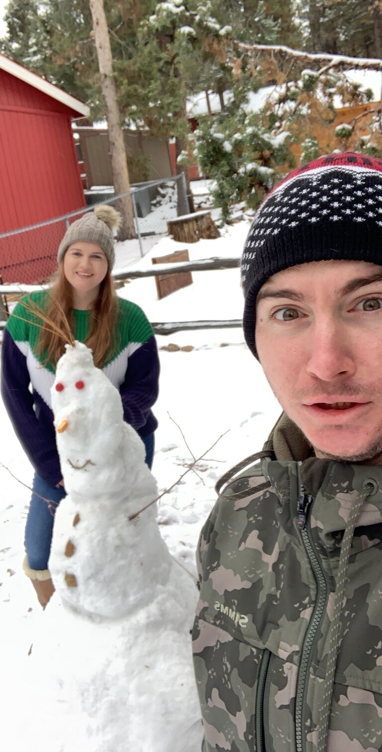 Spent the weekend together in Big Bear making a snowman named Waylon Jennings