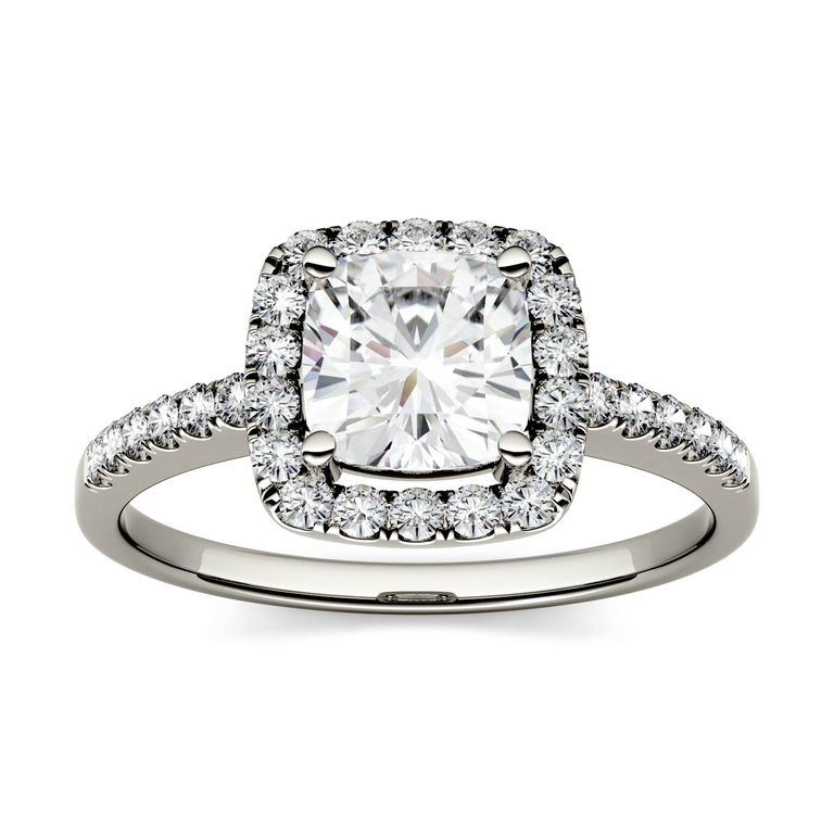 Charles & Colvard cushion engagement ring