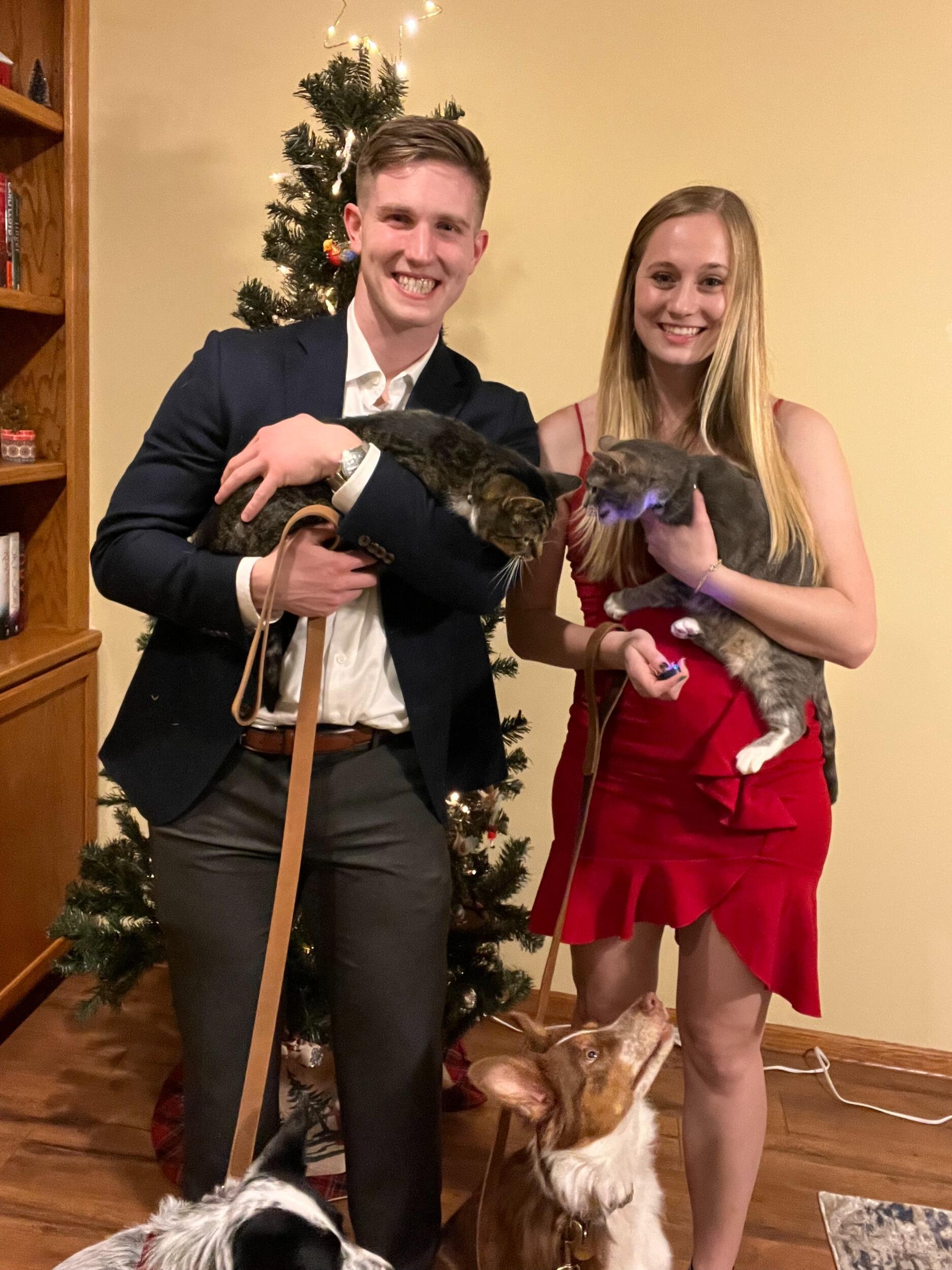 After Jake's Christmas party, we attempted to get a photo of us and the pets, it was chaos. 