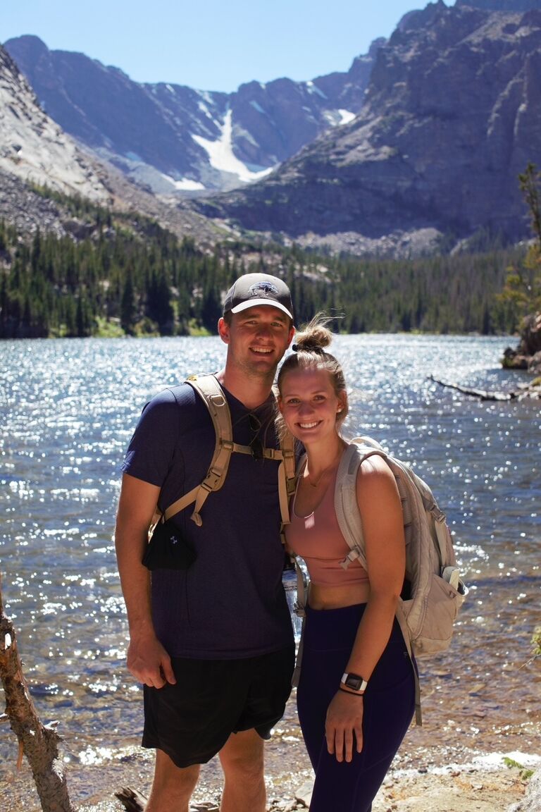 Jake and Sarah met in college when they both attended the University of St. Thomas. While they had a few encounters through mutual friends in the early years, they didn't really start to become friends until the summer going into their junior year. After talking consistently for a few weeks, Jake asked Sarah out on their first date to French Meadow Bakery in St. Paul, Minnesota. 

Fast forward only five days, Jake and Sarah, with a few other friends, set out on their first of many spontaneous road trips together to go hiking in Colorado. Talk about an elaborate second date! They quickly made their relationship official... and found their favorite adventure buddy.