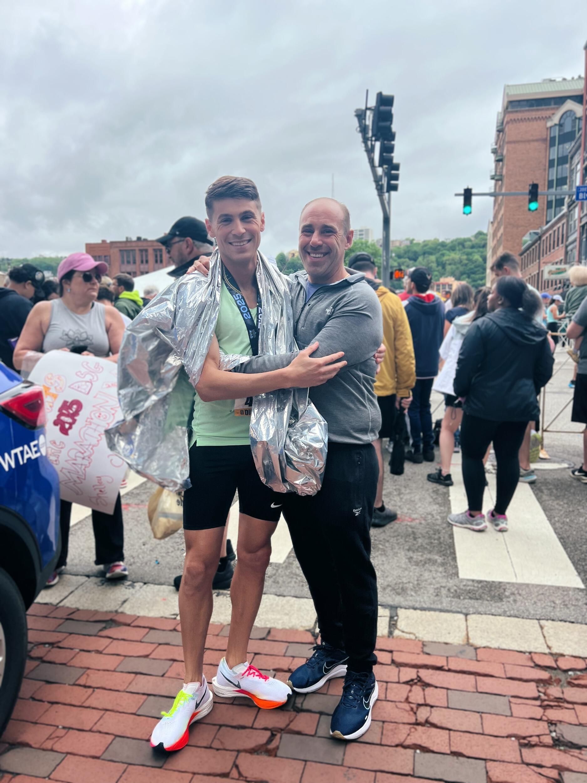 Dillon ran his first marathon and qualified for the Boston Marathon with the help of training partner, Tony! - Pittsburgh, Pennsylvania