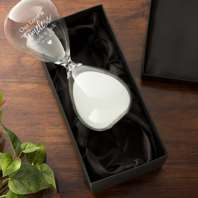 Engraved anniversary hourglass