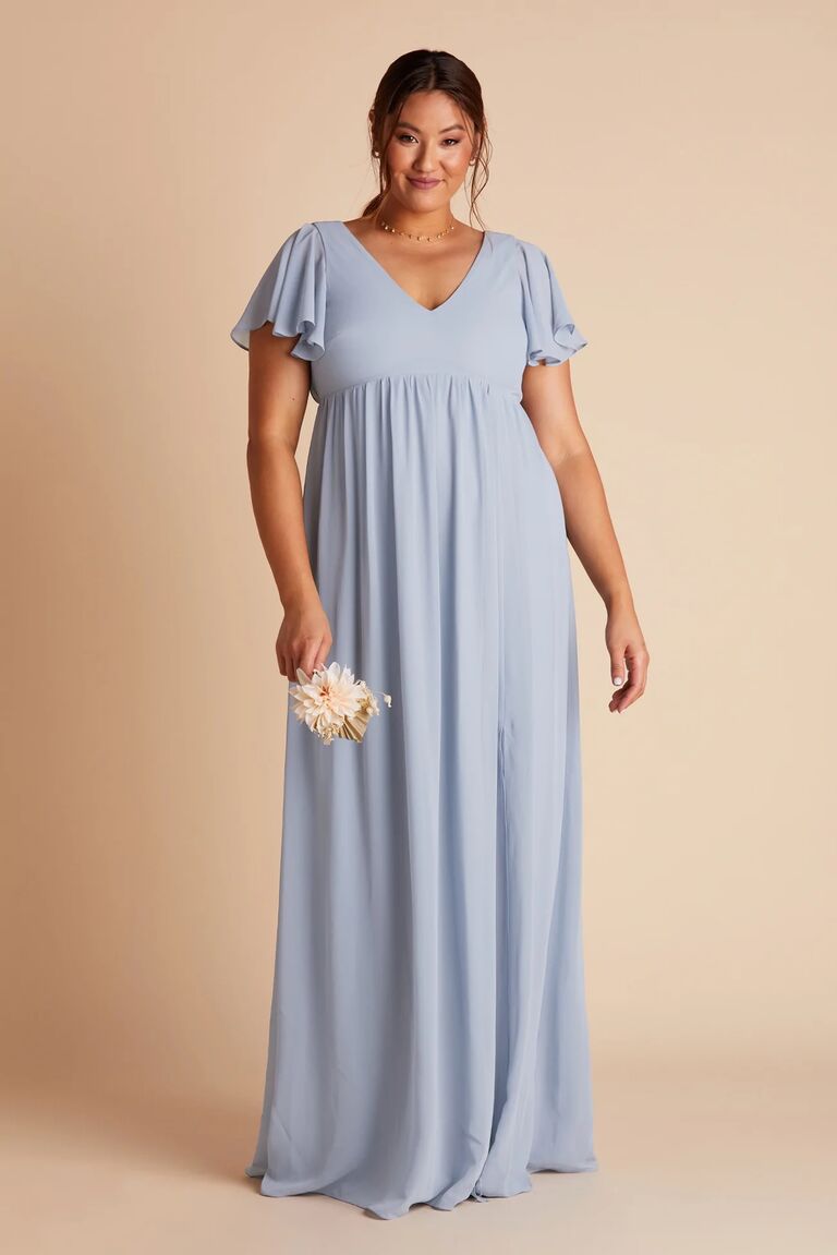 Light blue modest bridesmaid on sale dresses