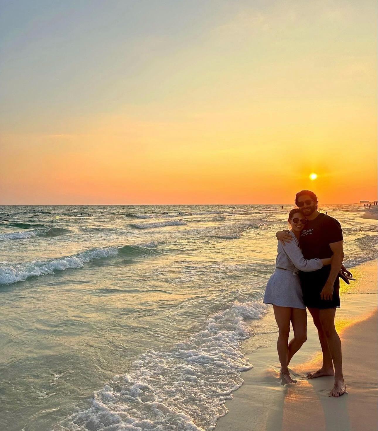 Family Vacay in FL! Another long drive with London and Millie in the back seat! One of our favorite things to do is walk the beach at sunset! 