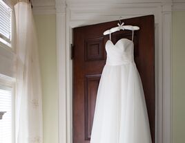 Hanging strapless wedding dress 