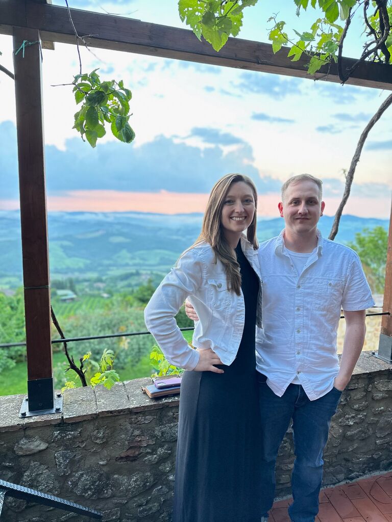 Taking in the sunset over the Tuscan hills before having the best pizza of our lives @ Radicondoli, Italy