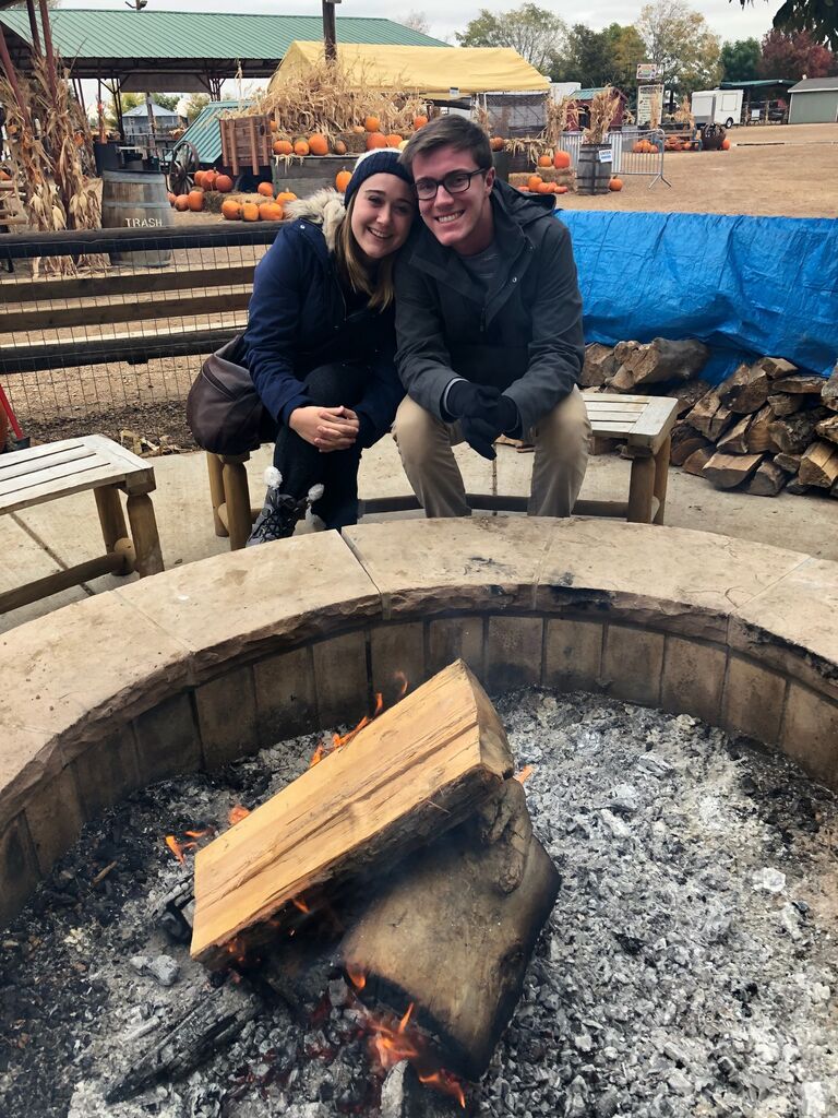 Trying to stay warm at the corn maze!