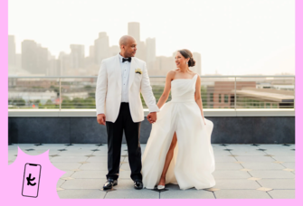 Bride and groom at Le Tesserae, Houston rooftop wedding venue