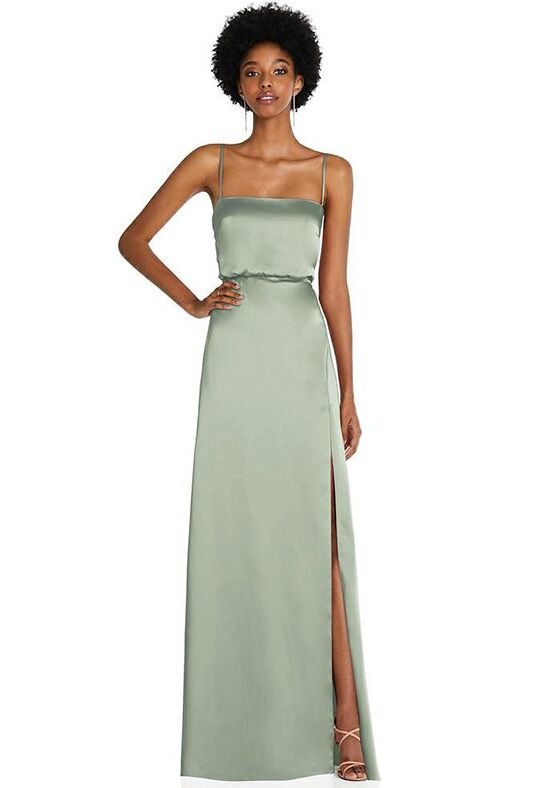 Draped Chiffon Grecian Column Gown with Convertible Straps