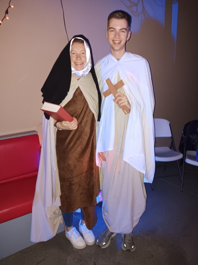 Halloween Dance. We dressed up as St. Teresa of Avila and St. John of the Cross. Two saints that were good friends.
