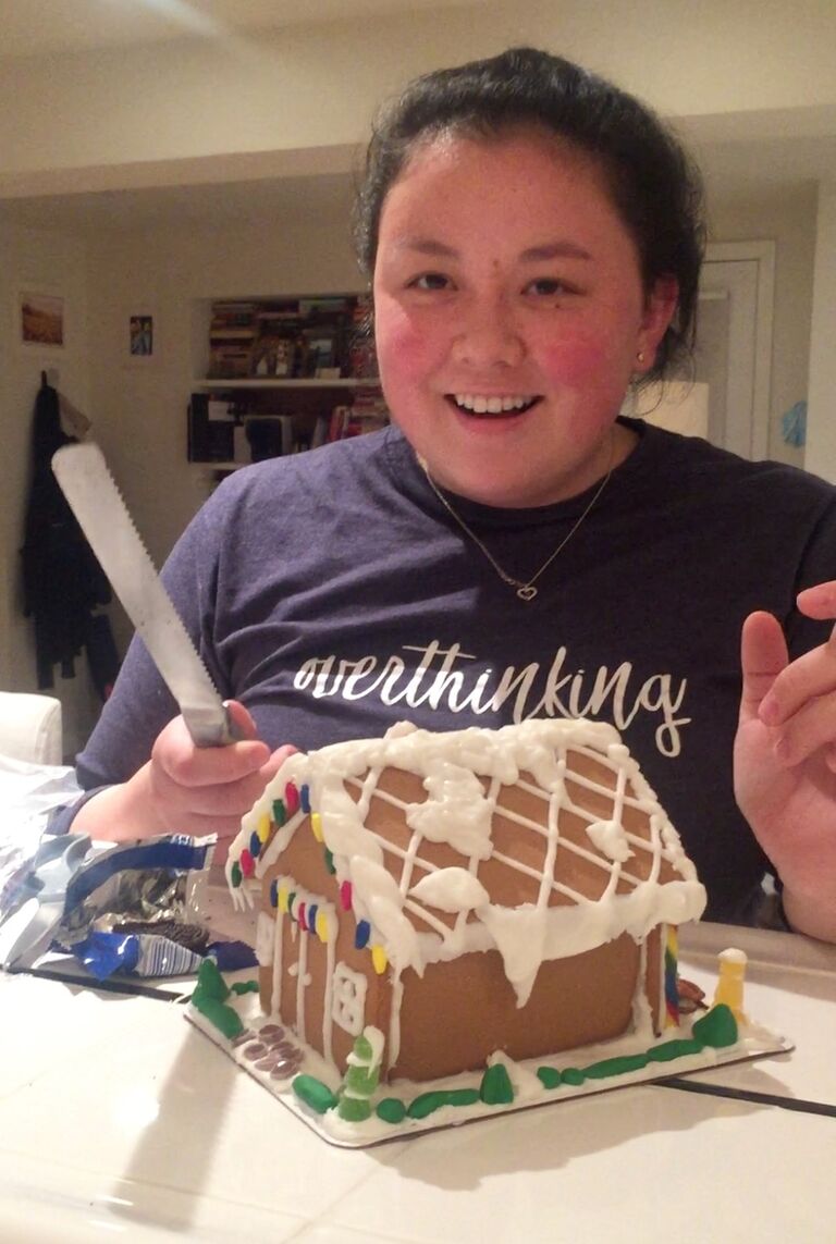 Tori and Joe compete in a gingerbread house decorating competition. Tori wins because she was the unbiased judge. 