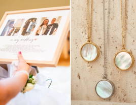 Wedding photo gift ideas including custom Mom photo and photo lockets