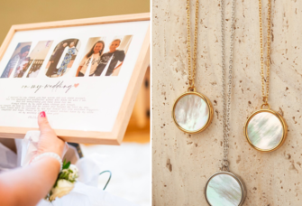 Wedding photo gift ideas including custom Mom photo and photo lockets
