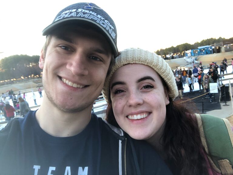 New Year's Day ice skating date. Celebrating the new year before having to go back to school and long distance. 