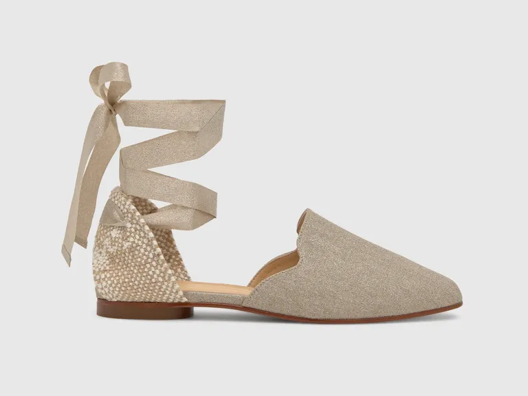 Metallic linen flat espadrille beach wedding shoes from Castañer