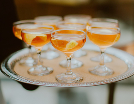 Tray of cocktails at wedding