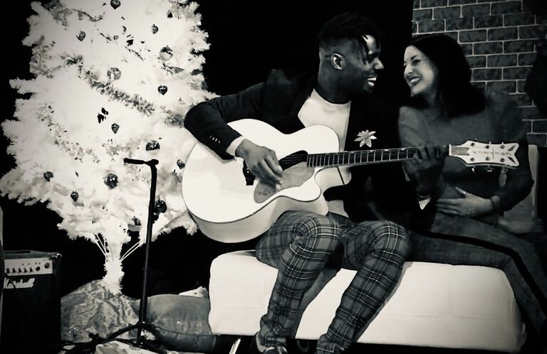 First Softshoe Studios Holiday Special and first time singing together! 

Gabe would give this picture in a frame to Veronica for Christmas later this year. He wrote a touching love note on the back of the picture unbeknownst to Veronica. This picture and frame would be put out every Christmas for the next 4 years and further used to pop the question in January 2024. Gabe's mysterious love note finally discovered after 4 years! 