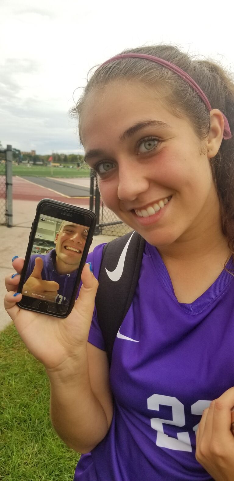 Eli studying abroad in Germany, but still attending Mari's soccer game!❤️