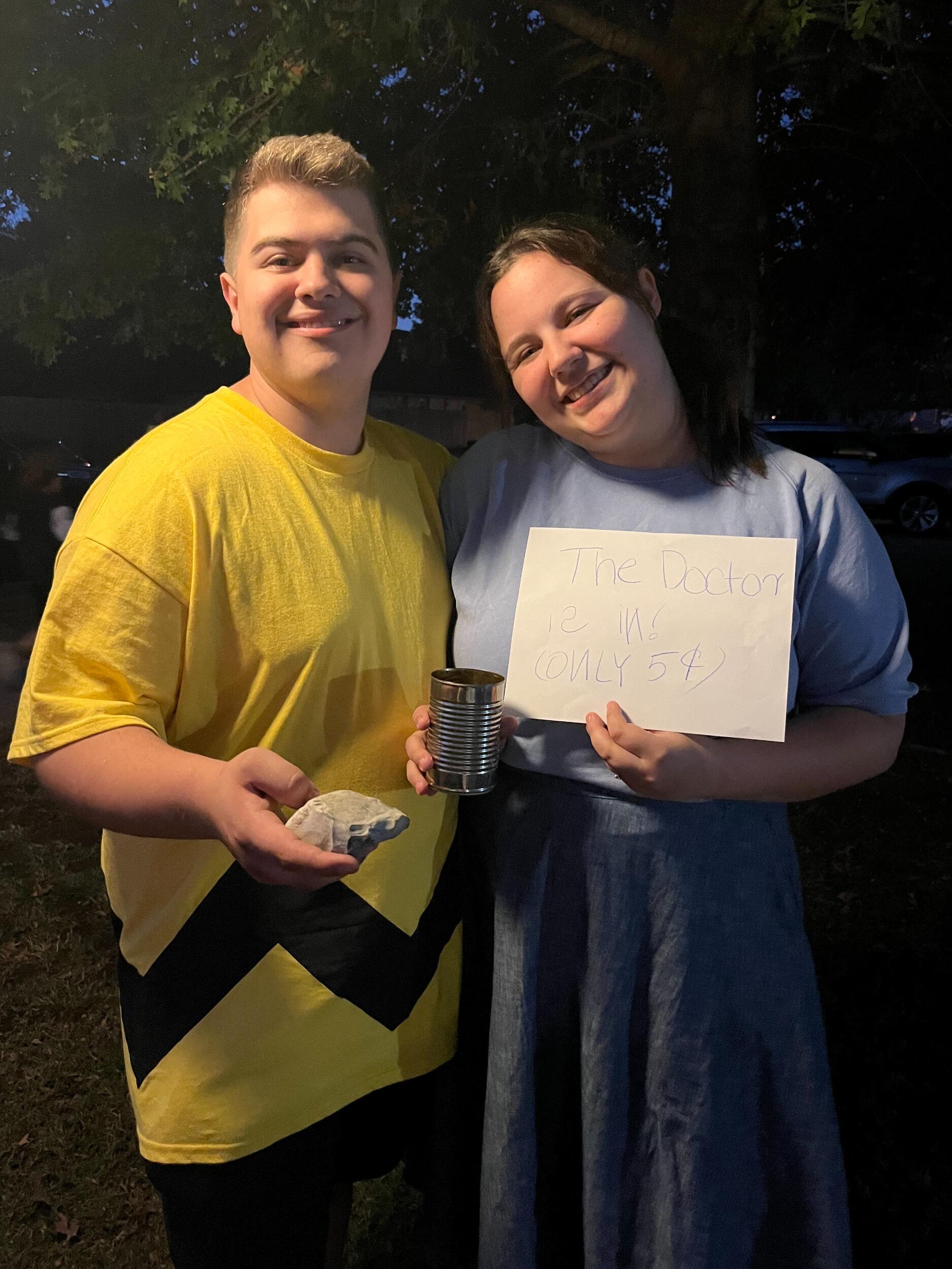 First Halloween together, dressed as Charlie Brown and Lucy!