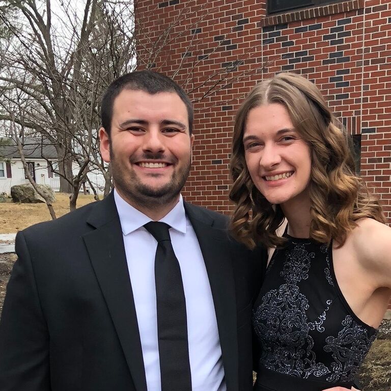 We met through mutual friends during our junior year at Saint Anselm College. Officially started dating in February, and here is a photo from our Junior Formal!