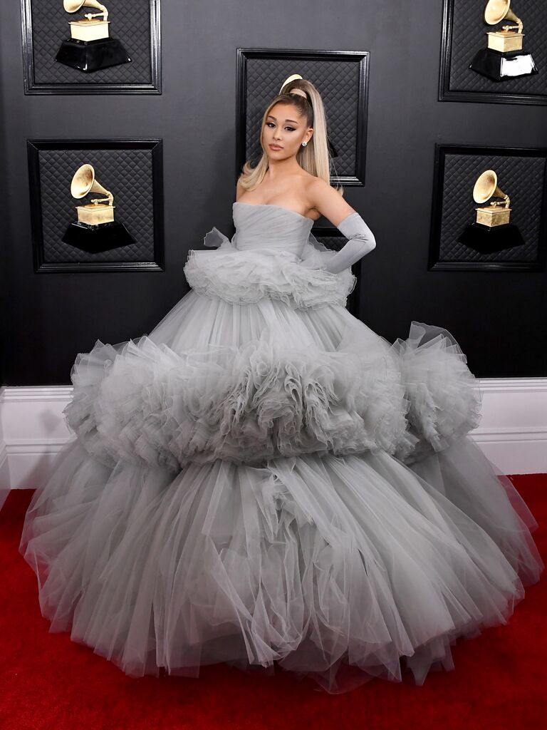 Arianna Grande on the red carpet at the Grammy Awards. 