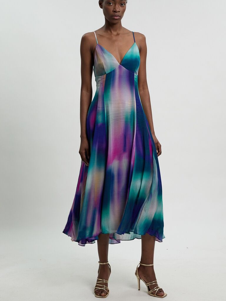 Karen Millen blur print midi petite dress