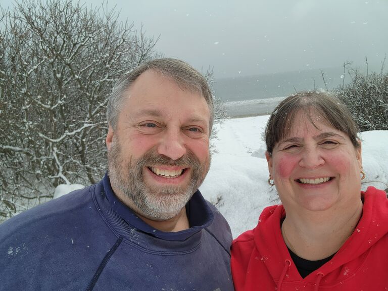 Together in Rhode Island for the first time since 1990.  This was taken at Scarborough Beach.
