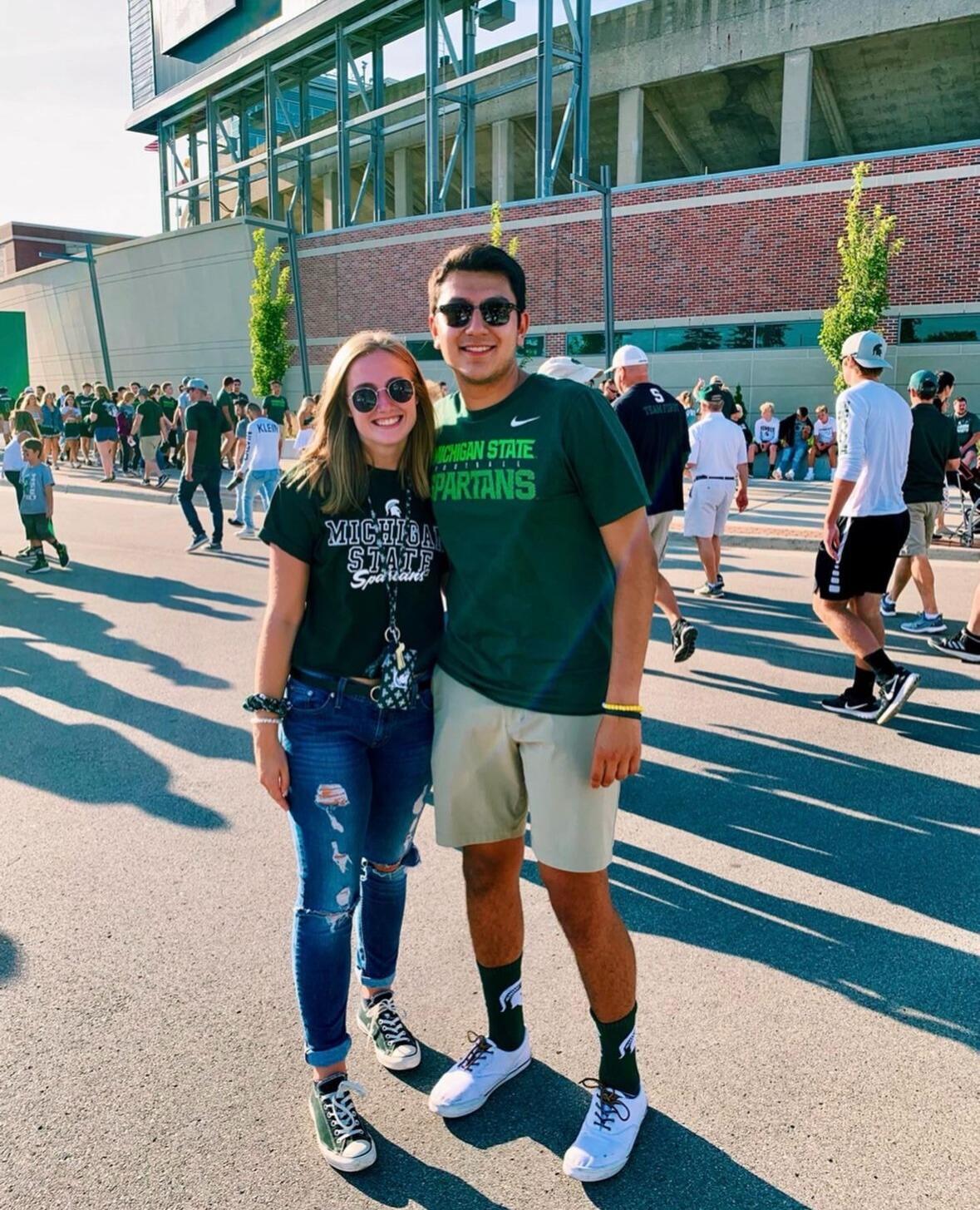Brandon and Carley attended their first of many Michigan State Football games during their first week of college!