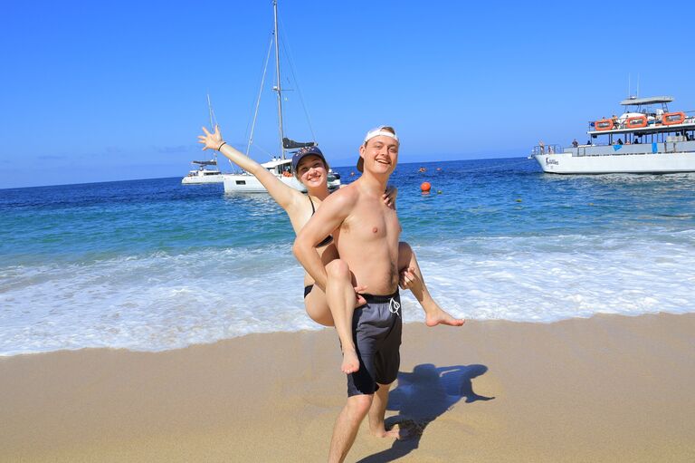 Steven and Kiley took a catamaran to a private island near Puerto Vallarta and swam to shore!