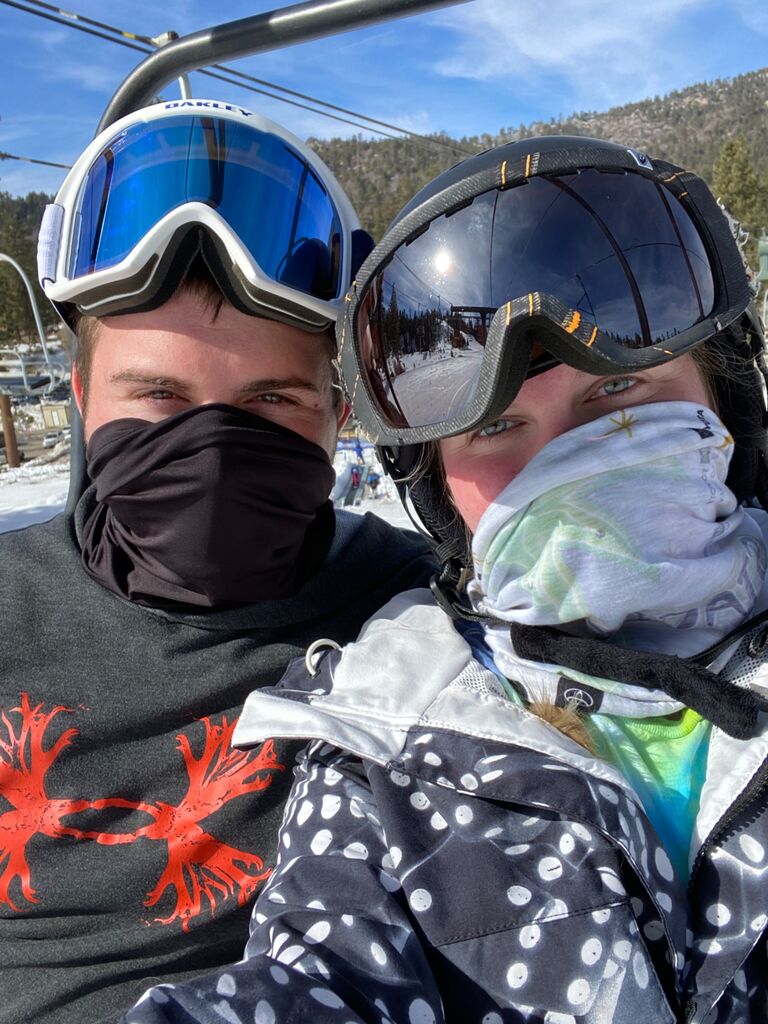 Nick took Jamie snowboarding for the first time!