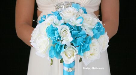 Wedding flowers bridal bouquets Package decorations sunflowers oasis teal  turq