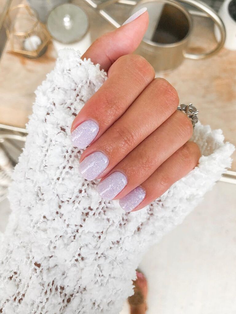 White shimmer bachelorette nails