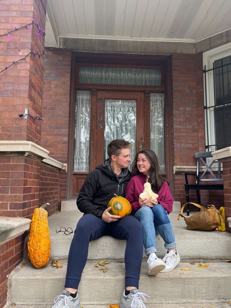 Decorating for Halloween at our Logan Square apartment.  Chicago feels like home.