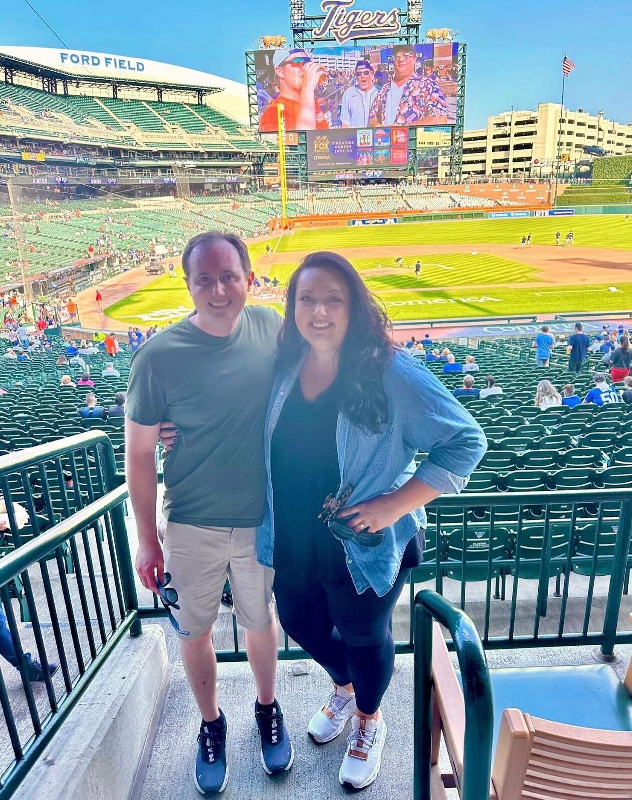 Myranda's first visit to Cody's family in Michigan ended with a Tigers game.