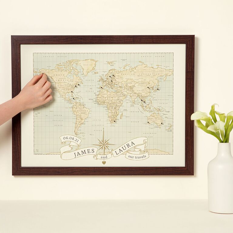 Personalized Anniversary Pushpin World Map anniversary gift for couples who have everything