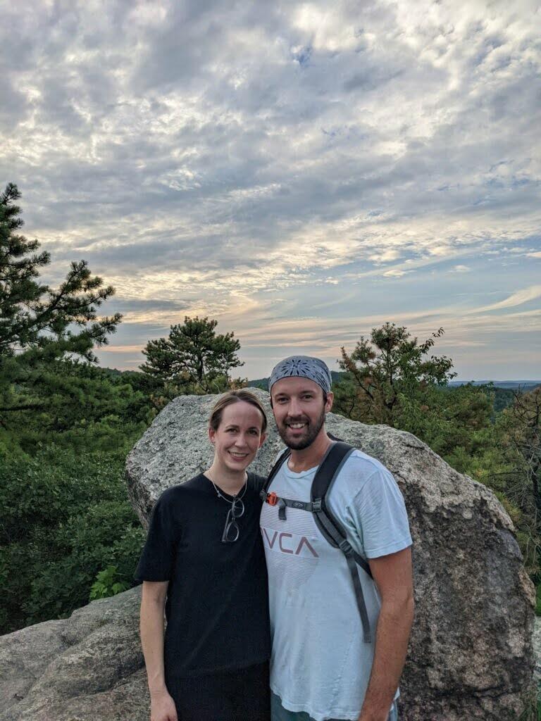 Hiking at Wanaque Highpoint (our first picture together)  