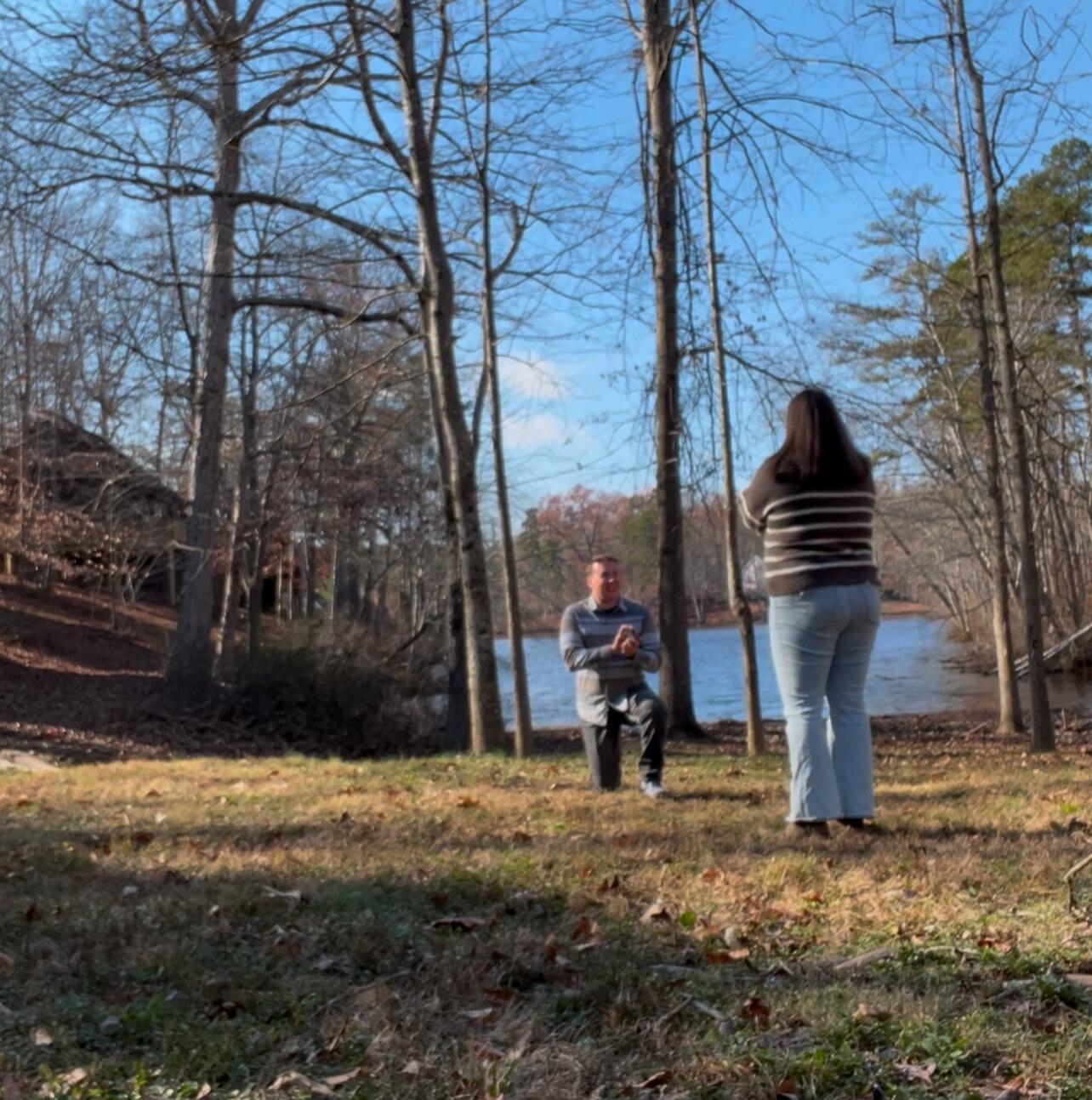 While visiting Nathaniel's family during their stay at Shenandoah Crossing for Thanksgiving, Nathaniel asked Catie to marry him! She thought he was joking and took forever to say yes, but once she finally did, they were able to celebrate with Nathaniel's family.