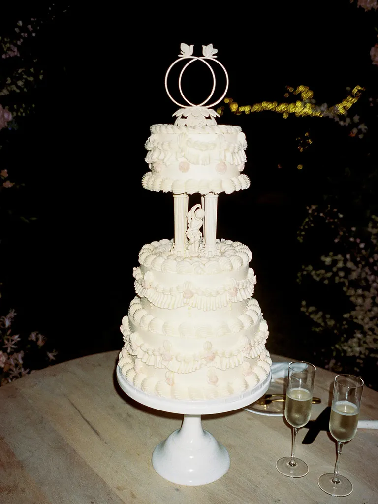 Three-tiered lambeth wedding cake, taylor swift themed wedding 