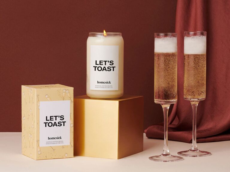 Let's Toast scented candle great bridesmaid gift idea