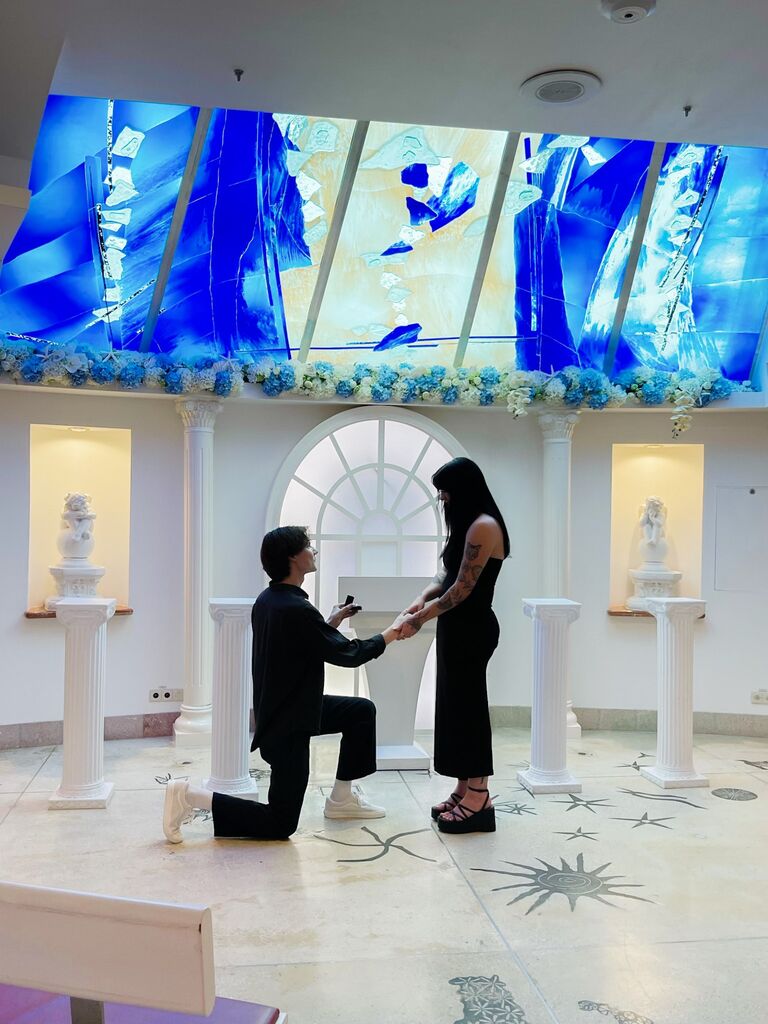 On August 13th, 2023, Joshua popped the question that would change their lives forever. This was on a cruise ship in the middle of the ocean with all of their closest friends, it was so incredibly special and private. He told her that he has loved her for 5 years and will continue to love her for the rest of their years and wants to grow old with her and raise little versions of themselves someday. 