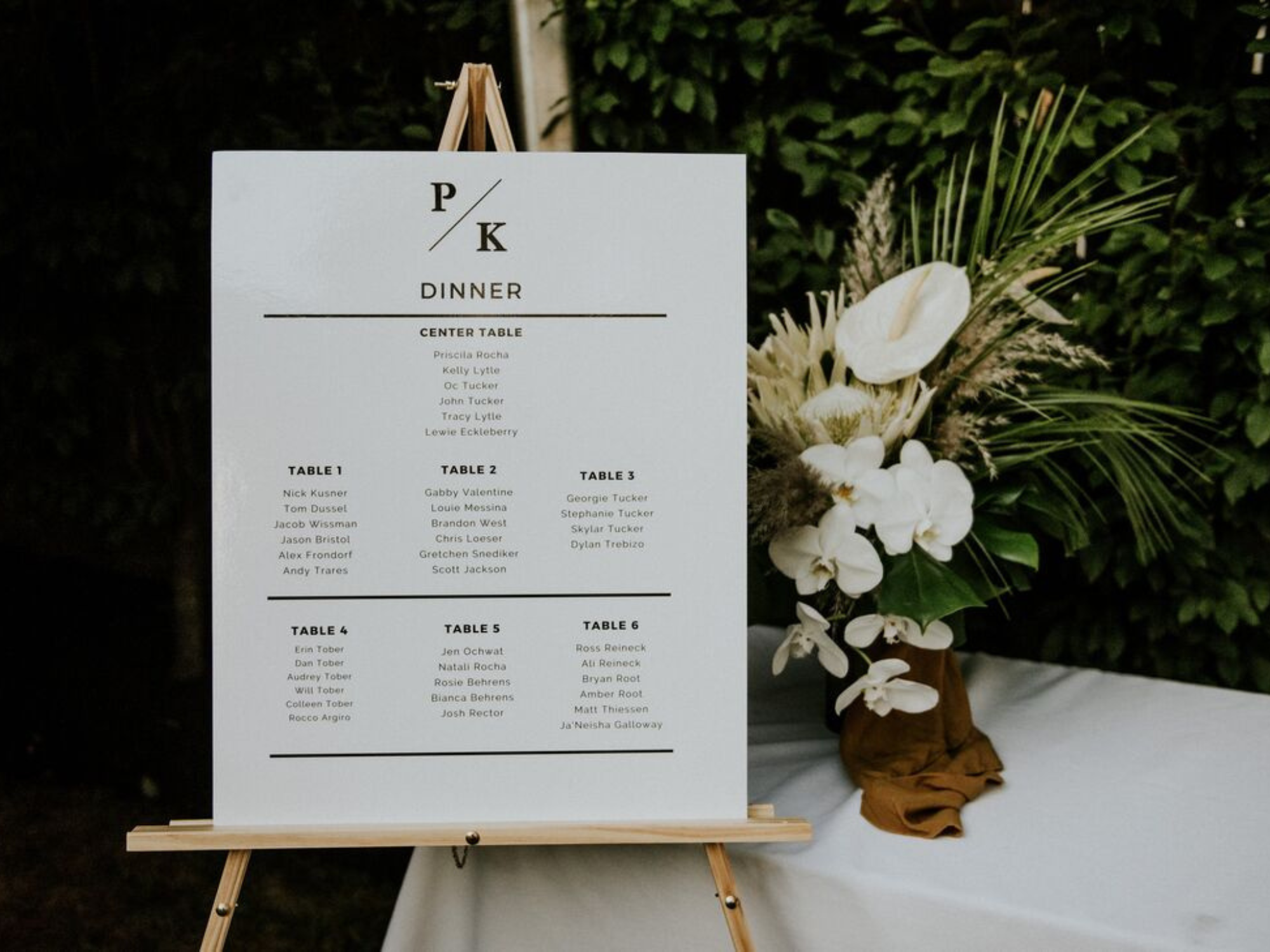 Wedding guest table list