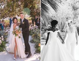 Sarah Hyland and Wells Adams at their California wedding venue; Samira Wiley and Lauren Morelli at their California wedding venue