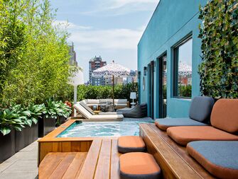 The terrace at the GuestHouse at Dream Downtown in New York, New York