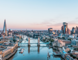 An elevated view of the London skyline