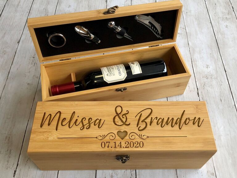 wooden wine box anniversary gifts for grandparents