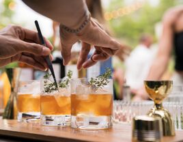 Bartender preparing drinks at wedding