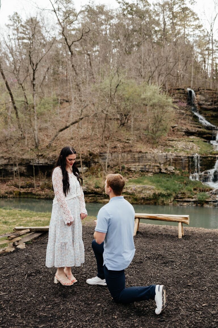 Case FINALLY proposed!! Case planned for us to go to a sunrise Easter service at Dogwood Canyon. After the service, we went on a small hike with family to the Thunderfalls Waterfall and Case proposed. We celebrated after with a brunch with our families! Case proposed on Easter because we were both baptized on the same Easter Sunday. Case planned every detail and made this day extra special for us!!