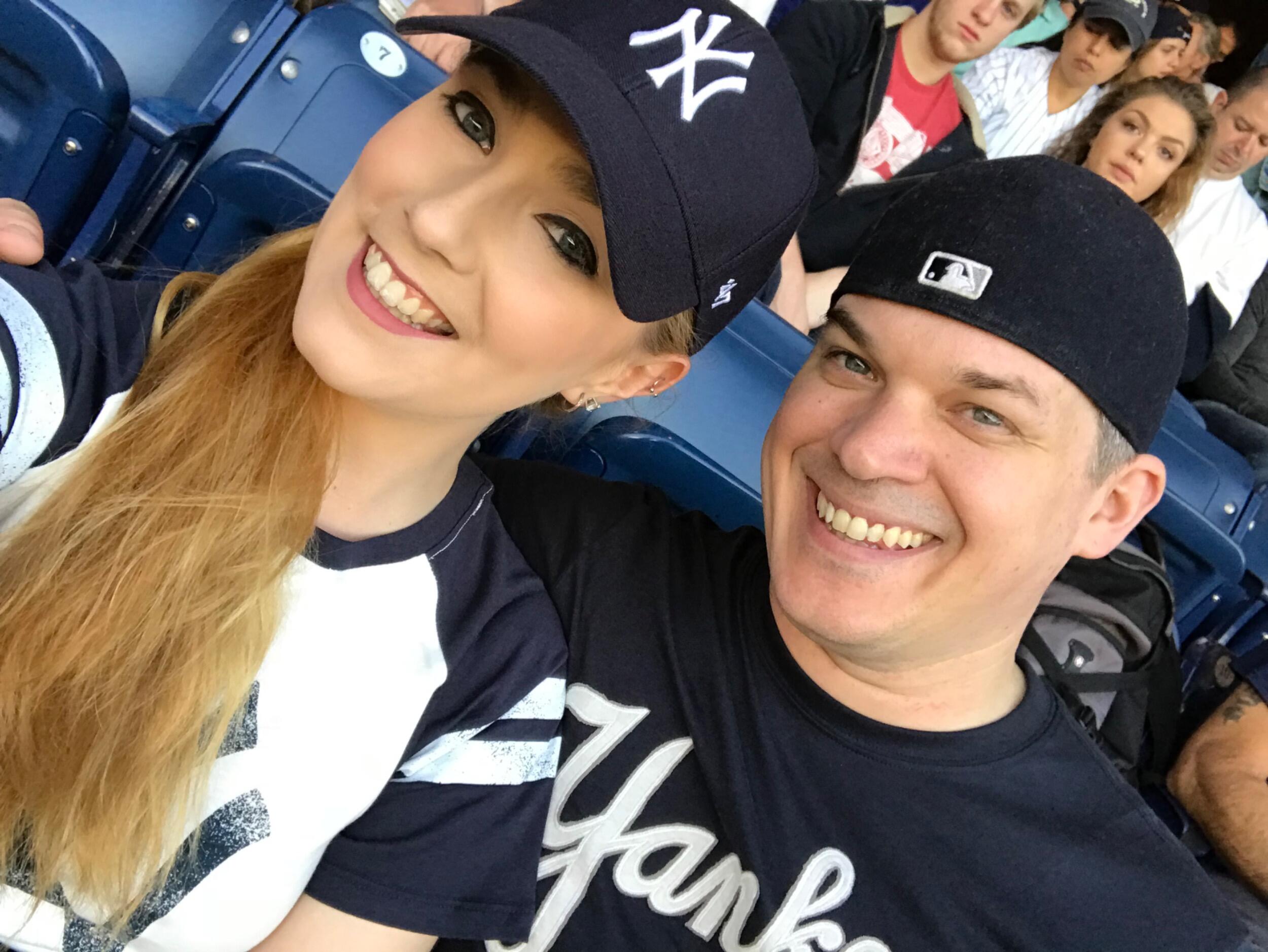 Pilar's first Yankee Game! Mike officially turned Pilar into a New York Fan.....but just for baseball.