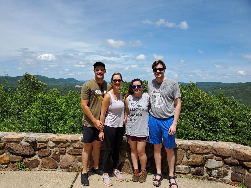 Hiking in the sunshine with Seth and Kayla Edwards in Arkansas.
